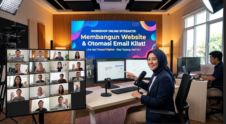 Visual slide workshop website dan otomasi email sesuai screenshot